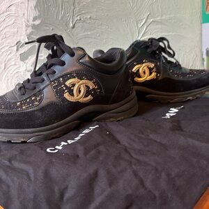 Channel Sneakers Black & Gold Women’s 7
